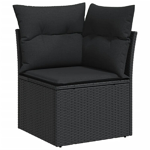 Maison Chic Ensemble Tables et chaises d'extérieur 8 pcs avec coussins,Salon de jardin noir résine tressée -GKD577802