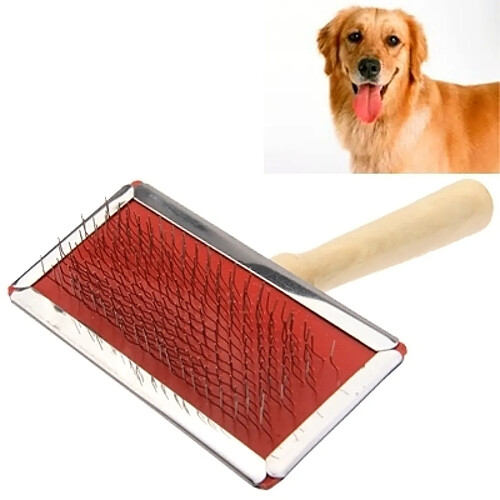 Wewoo Pour l'Pour Animal de compagnie, grande taille Brosse de nettoyage toilettage de soies manuelles de molle de courbe avec la poignée en bois