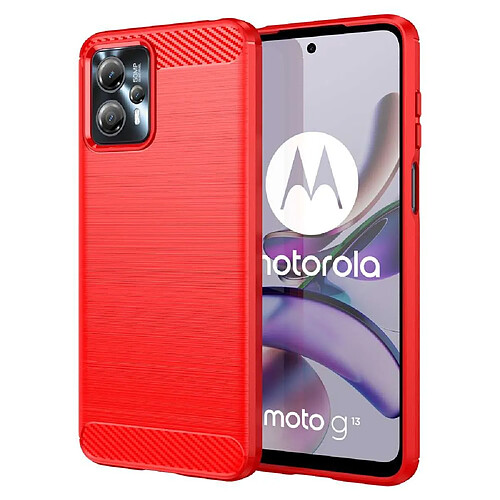 Htdmobiles Coque pour Motorola Moto G13 4G / G23 4G / G53 5G - housse etui silicone gel carbone + verre trempe - ROUGE