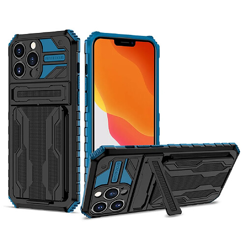 Coque en TPU anti-chute, avec porte-cartes détachables bleu pour votre Apple iPhone 13 Pro Max 6.7 pouces