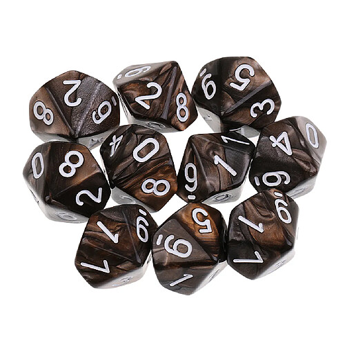 10pcs 10 sided dés d10 dés polyédriques pour les donjons et les dragons Jeux de table café gris