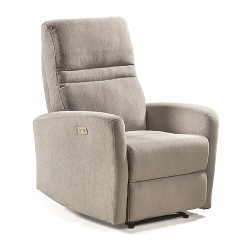 Pegane Fauteuil relax électrique en microfibre couleur Gris clair - Longueur 77 x Profondeur 84 x Hauteur 109 cm