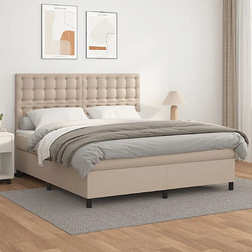 vidaXL Sommier à lattes de lit avec matelas Cappuccino 180x200 cm