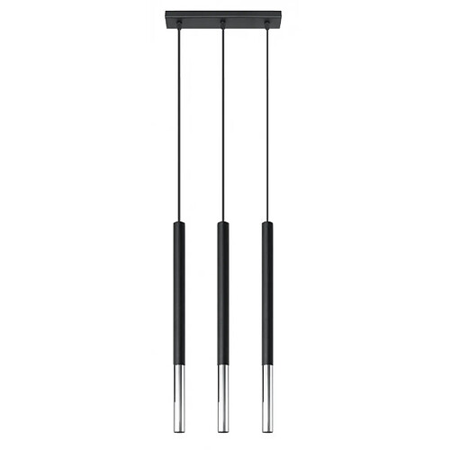 Luminaire Center Suspension Mozaica Acier Noir,chrom 3 ampoules 90cm