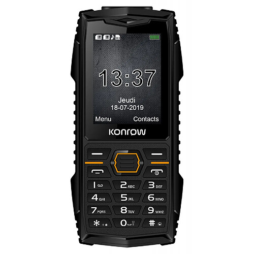 Konrow Stone Plus - Téléphone Antichoc Certifié IP68 - 2.4'' - Double Sim - Noir