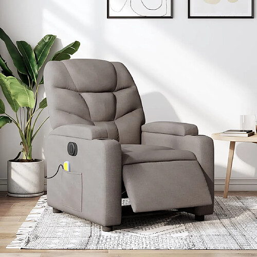 vidaXL Fauteuil de massage inclinable électrique Taupe Tissu