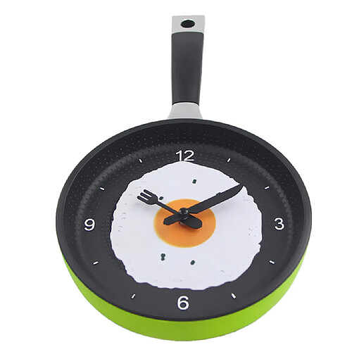 Horloge murale en forme d'oeuf au plat pour cuisine chambre verte