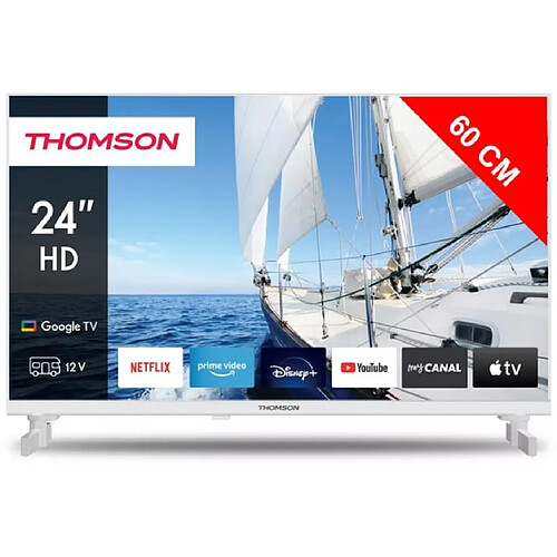 Thomson TV LED 60 cm 24HG2S14CW - Google TV - 12Volt - Blanc