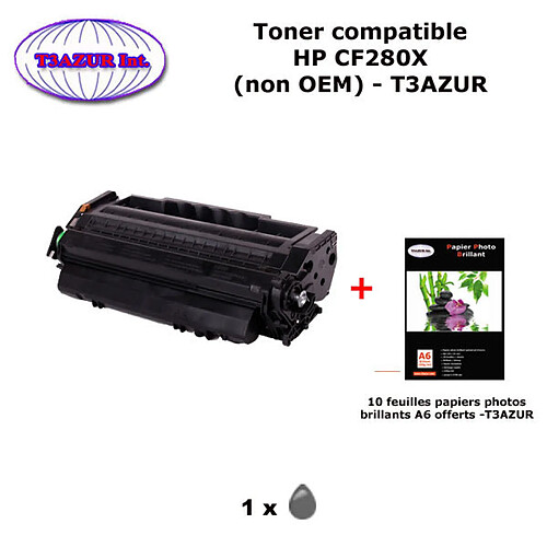 Toner générique HP CF280X ,HP 80X pour HP LaserJet Pro 400 M401, M425+10f papiers photos A6 -T3AZUR