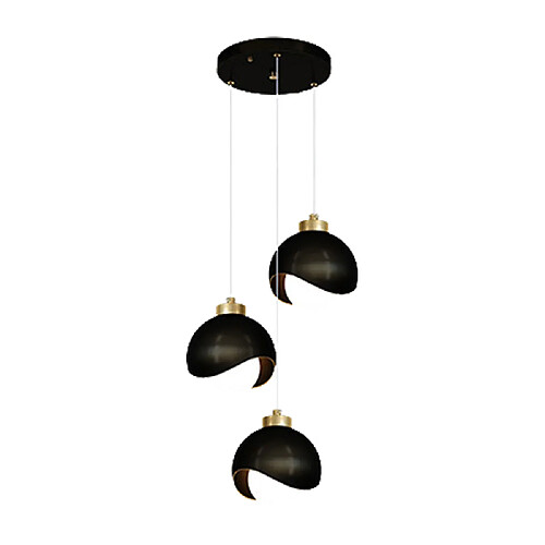 Universalis Trois têtes pendantes rondes noires, trois couleurs Lumière Pendante en fer Lumière pour la chambre, magasin de vêtements