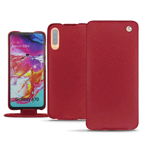 Housse cuir Samsung Galaxy A70 - Rabat vertical - Rouge passion ( Pantone #a6192e ) - NOREVE