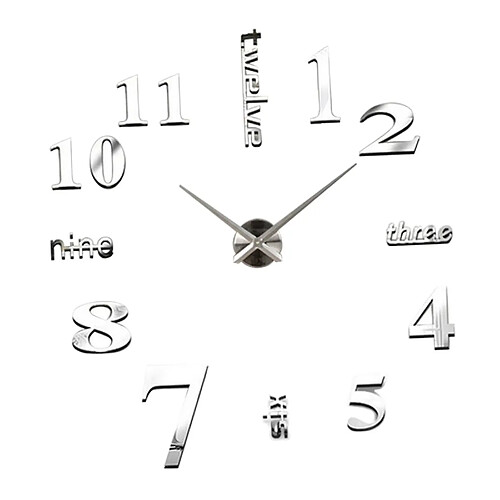 DIY Horloge Murale, silencieux 3D Miroir Surface Autocollants Quartz Grande Horloge Murale Sans Cadre Montre Home Office École Suspendus Analogique