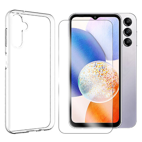 Coque souple transparente + Lot de 2 verre trempé pour Samsung Galaxy A14 5G 6.6" - Visiodirect -