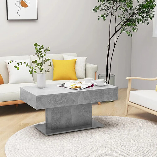 Maison Chic Table basse,Table Console Table d'appoint, Table pour salon Gris béton 96x50x45 cm Aggloméré -MN75109