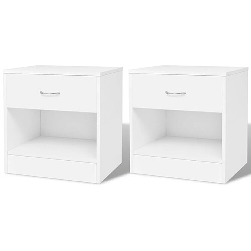 Helloshop26 Table de nuit chevet commode armoire meuble chambre 2 pcs avec tiroir blanc 1402141