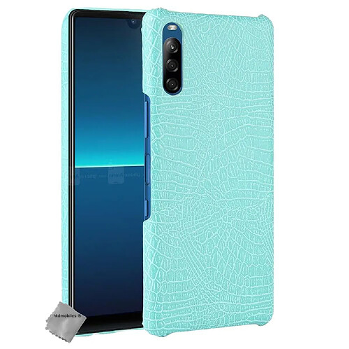 Htdmobiles Coque rigide simili cuir crocodile pour Sony Xperia L4 + verre trempe - BLEU CLAIR