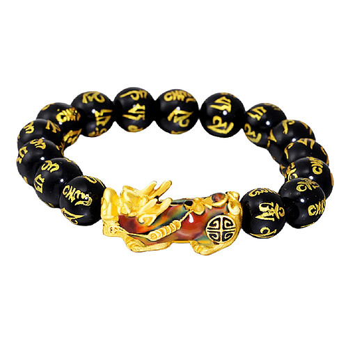 Chinois Feng Shui Obsidian Bead Pixiu Charms Bracelet Bijoux Noir