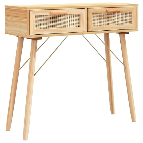 Maison Chic Table console | Meuble d'entrée | Table d'appoint Marron 80x30x75 cm Bois massif pin /rotin naturel -GKD72059