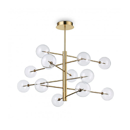 Ideal Lux Suspension Equinoxe Métal Laiton antique 12 ampoules 70cm