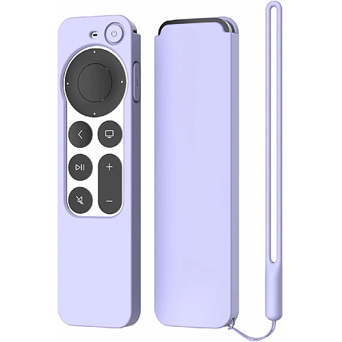 SANAG Coque De Protection En Silicone Compatible Avec La Telecommande Apple Tv Siri 4K 2021 2E Generation, Antiderapante, Protection Complète D'Accès, Absorption Des Chocs Lavable, Violet Clair