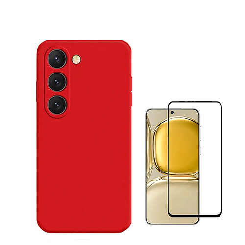 Kit de film en verre trempé de la couverture de 5D + couvercle de silicone liquide Phonecare pour Oppo Galaxy S24 5G - Rouge