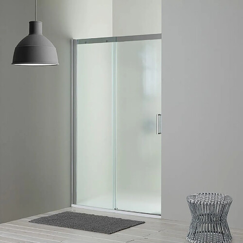 Kiamami Valentina PORTE DE DOUCHE EN NICHE CÔTÉ FIXE À GAUCHE 150 CM DREAM VERRE SATINÉ