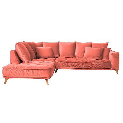 MAISON AUBERTIN Canapé Velours Angle G Rose Altamo 4 Pl