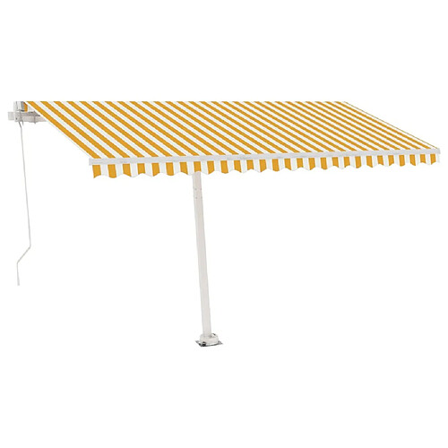 Maison Chic Auvent manuel rétractable,Store manuel de porte avec LED 400x300 cm Jaune et blanc -GKD89615