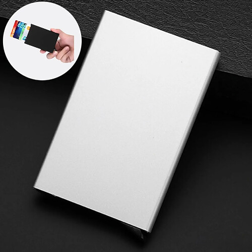 Wewoo Porte-cartes blanc Antimagnétique Acier Inoxydable PU de visite Cas de carte de crédit, Taille: 9.5 * 6.5 * 0.8cm