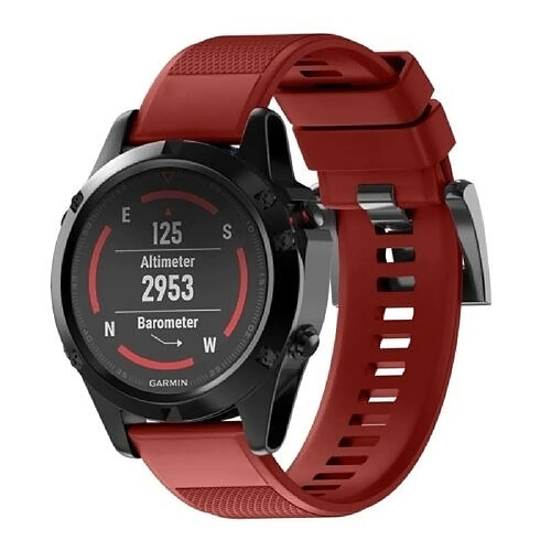 Wewoo Bracelet pour montre connectée Dragonne rapidement amovible en silicone Fenix 5 22 mm rouge