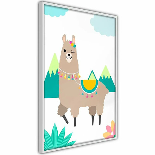 Paris Prix Affiche Murale Encadrée Playful Llama 30 x 45 cm Blanc