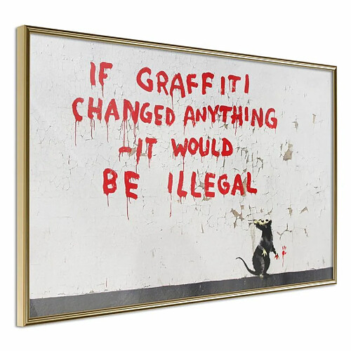 Paris Prix Affiche Murale Encadrée Banksy If Graffiti Changed Anything 30 x 20 cm Or