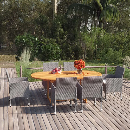 Salle à manger de jardin 7 pcs,Table et chaise à dîner Résine tressée Gris -MN68818