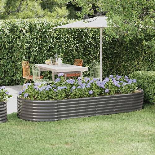 vidaXL Lit surélevé de jardin Acier enduit de poudre 249x100x36cm gris