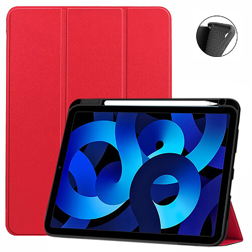 Xeptio Etui Apple iPad 10,9 pouces 2022 Smartcover rouge avec porte stylet - Housse coque de protection iPad 10eme generation - Accessoires pochette iPad 10