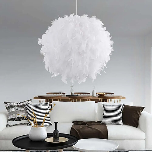 STOEX Lustre Suspension en Plumes 30 cm E27 40W Blanc pour Salon, Chambre de votre fille ou garçon