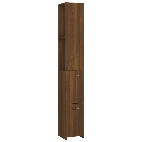 Maison Chic Armoire de bain,Meuble de rangement de salle de bain,Meuble haut chêne marron 25x26,5x170 cm bois d'ingénierie -GKD237793