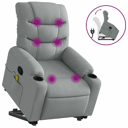 Maison Chic Fauteuil Relax pour salon, Fauteuil de massage inclinable Gris clair Tissu -GKD99577