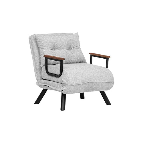 Hanah Home Fauteuil convertible en tissu effet bouclette Sando gris.