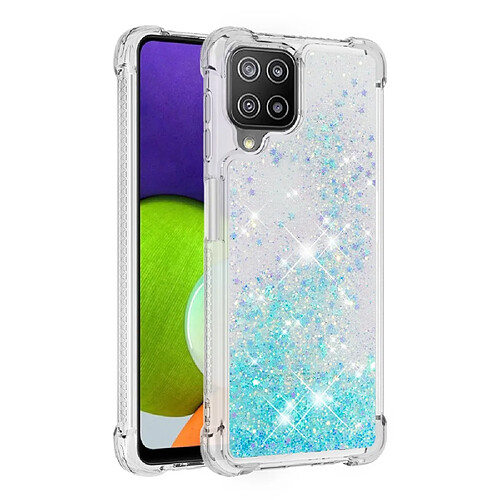 Coque en TPU Amortissement dynamique des sables mouvants Étoiles bleues argentées pour votre Samsung Galaxy A22 4G (EU Version)