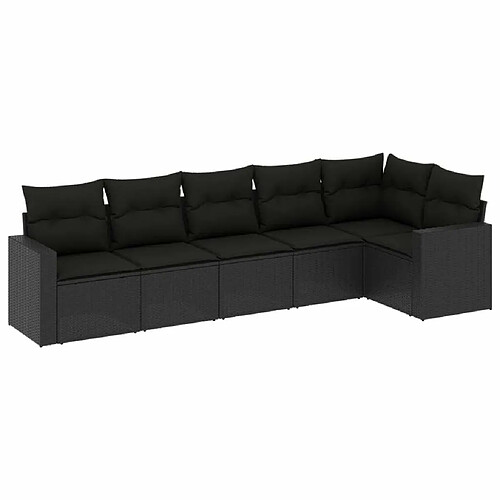 Maison Chic Salon de jardin 6 pcs avec coussins | Ensemble de Table et chaises | Mobilier d'Extérieur noir résine tressée -GKD26844