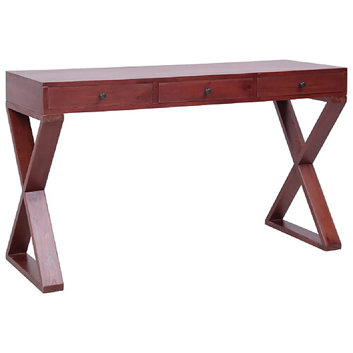 vidaXL Bureau d'ordinateur Marron 115x47x77 cm Bois d'acajou massif