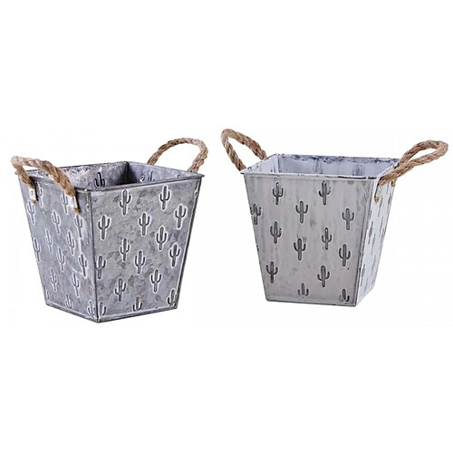 Aubry Gaspard Corbeille carrée en métal cactus (Lot de 2).