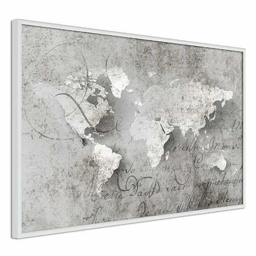 Paris Prix Affiche Murale Encadrée World of Words 30 x 20 cm Blanc