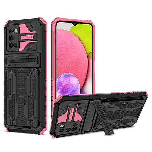 Coque en TPU anti-empreintes digitales avec béquille rose pour votre Samsung Galaxy A03s (164.2 x 75.9 x 9.1mm)