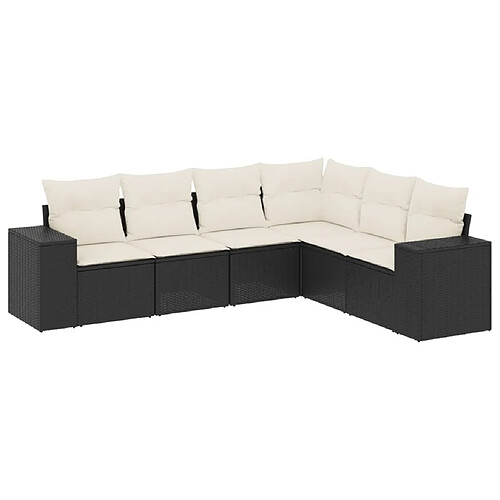 Maison Chic Salon de jardin 6 pcs avec coussins | Ensemble de Table et chaises | Mobilier d'Extérieur noir résine tressée -GKD37416