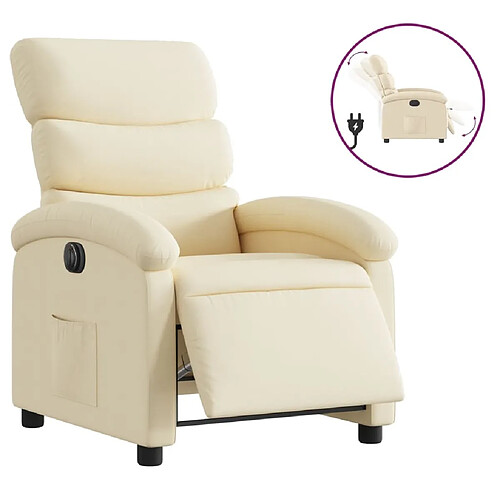 Maison Chic Fauteuil Relax pour salon, Fauteuil inclinable électrique Crème Tissu -GKD90042