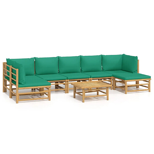 Maison Chic Salon de jardin 8 pcs + coussins - Mobilier/Meubles de jardin - Table et chaises d'extérieur vert bambou -MN49698