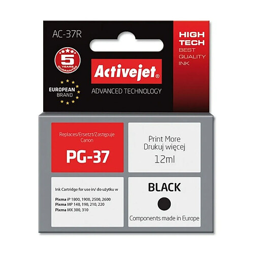 Activejet? Cartouche d'Encre Compatible Activejet AC-37R Noir