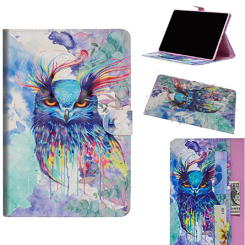 Etui en PU impression de modèle oiseau avec support pour votre Huawei MediaPad T5 10